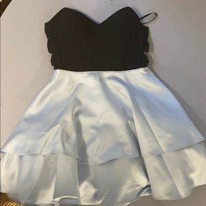 baby blue and black homecoming dress